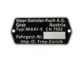 Typenschild (ohne Nummer) | Puch Maxi S CH7502 Typenschild (ohne Nummer) | Puch Maxi S CH7502