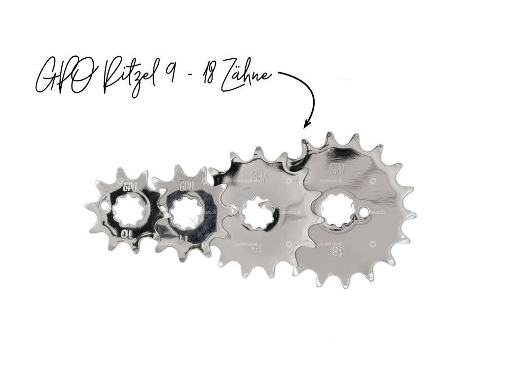 GPO Ritzel 9 - 18 Zähne (breit) Chrom Puch GPO Ritzel 9 - 18 Zähne (breit) Chrom Puch