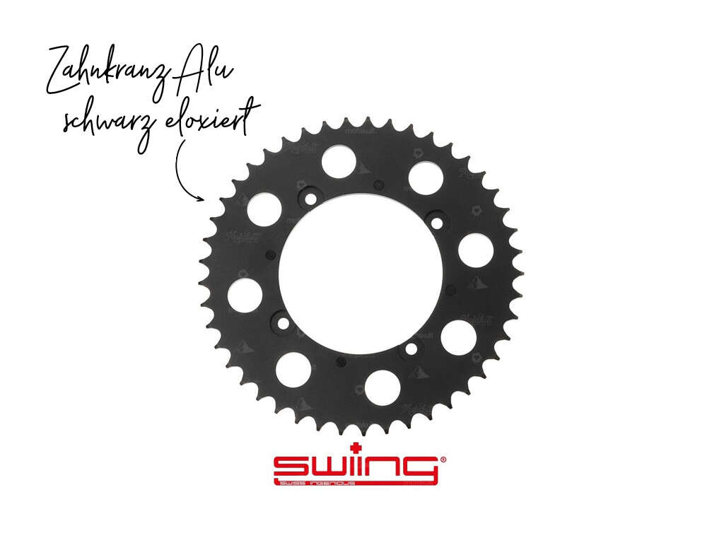 swiing Zahnkranz 45 Z. Rücktritt Alu schwarz eloxiert swiing Zahnkranz 45 Z. Rücktritt Alu schwarz eloxiert