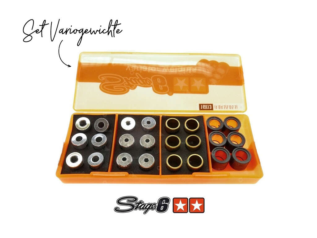Set Variogewichte Stage6 Ø 16 x 13 mm / 4 - 5.5 gr. Set Variogewichte Stage6 Ø 16 x 13 mm / 4 - 5.5 gr.