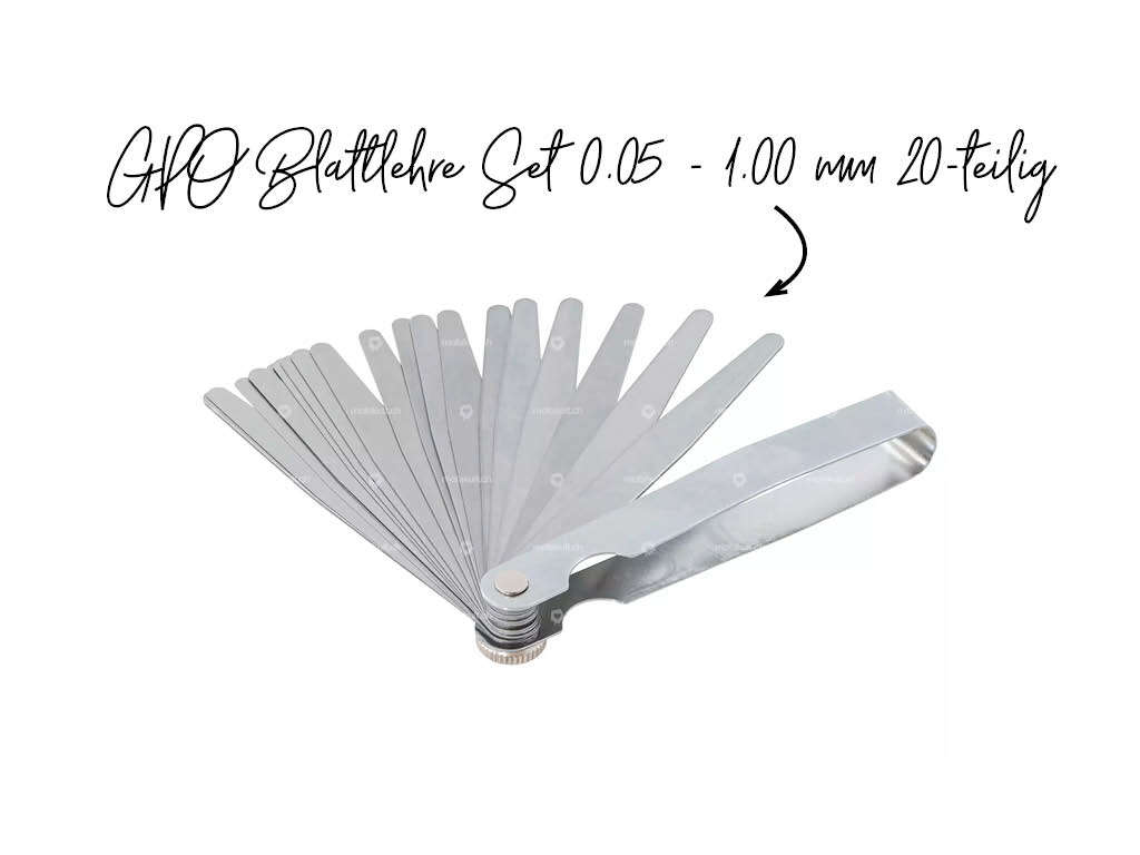 GPO Blattlehre Set 0.05 - 1.00 mm 20-teilig GPO Blattlehre Set 0.05 - 1.00 mm 20-teilig
