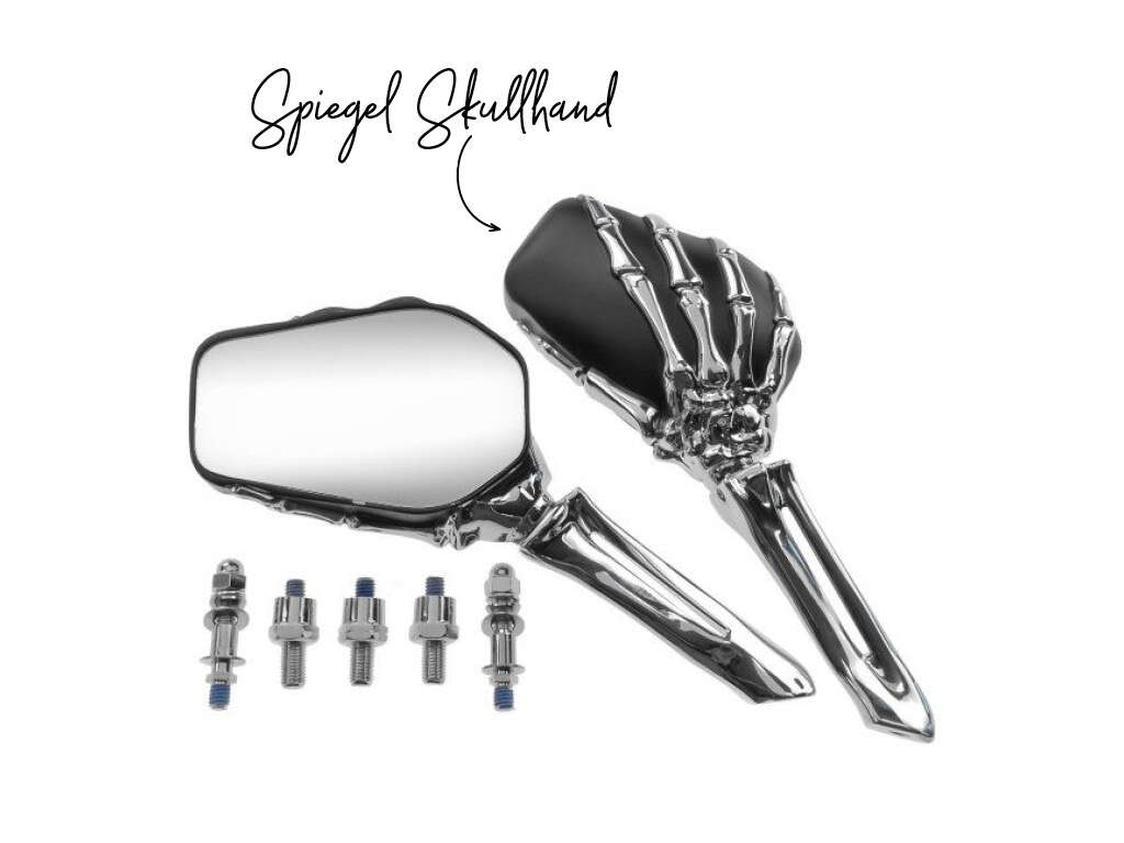Spiegel Skullhand 3D Chrom schwarz matt links & rechts Spiegel Skullhand 3D Chrom schwarz matt links & rechts