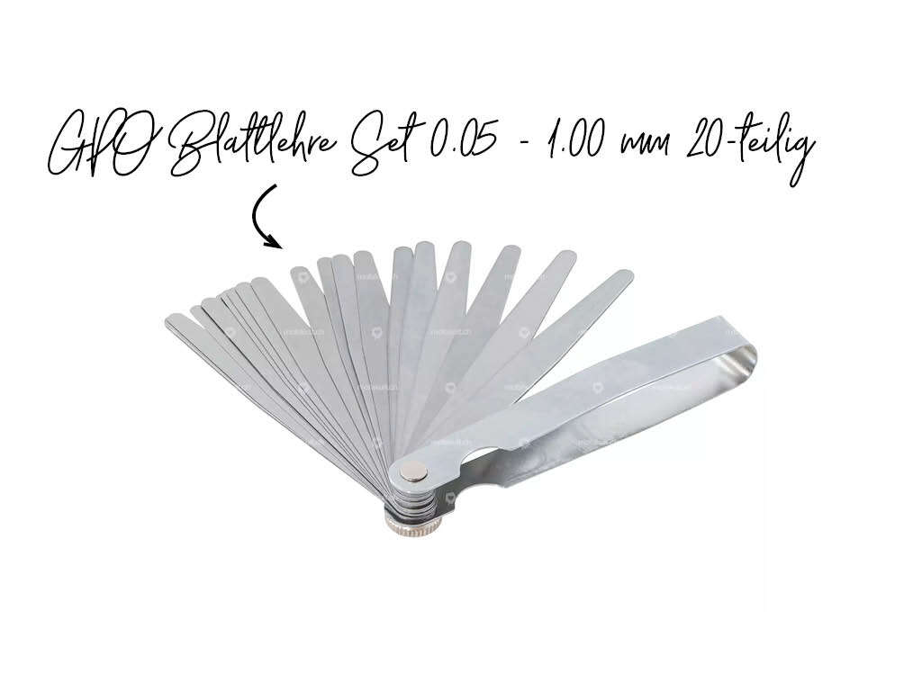 GPO Blattlehre Set 0.05 - 1.00 mm 20-teilig GPO Blattlehre Set 0.05 - 1.00 mm 20-teilig