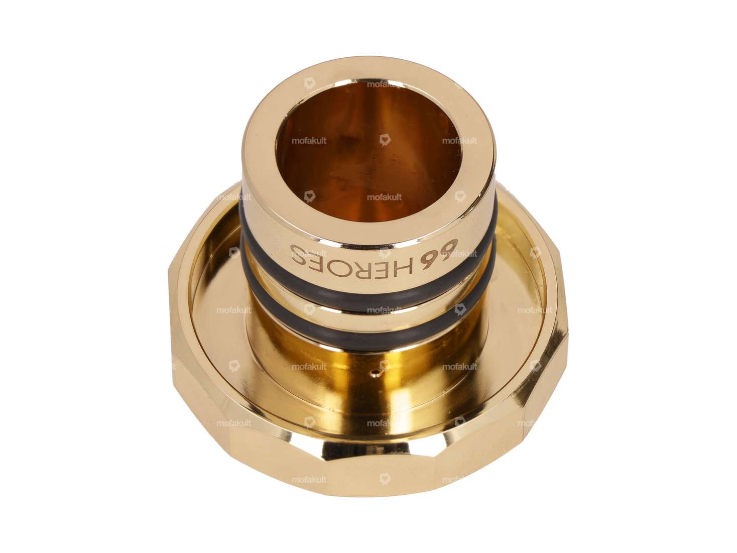 66HEROES Tankdeckel eckig «66HEREOS» gold | Puch Maxi Carousel Image 2