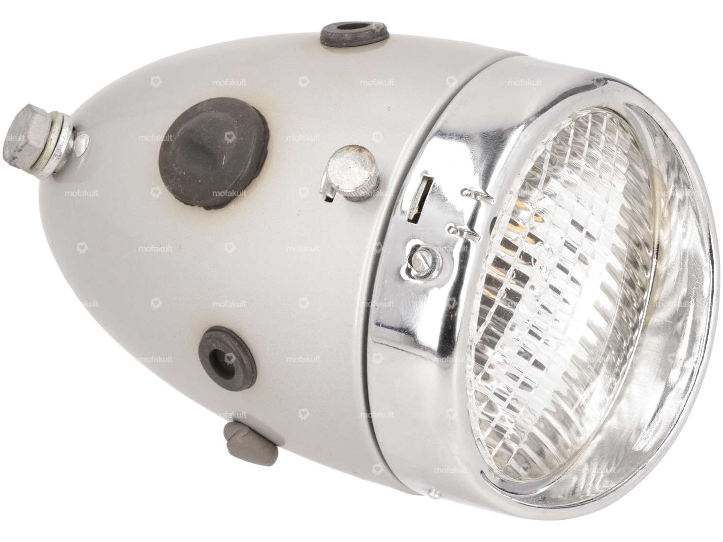 Union Eierlampe Ø 92 mm mit Schalter (mittige Befestigung) silber NOS Carousel Image 2