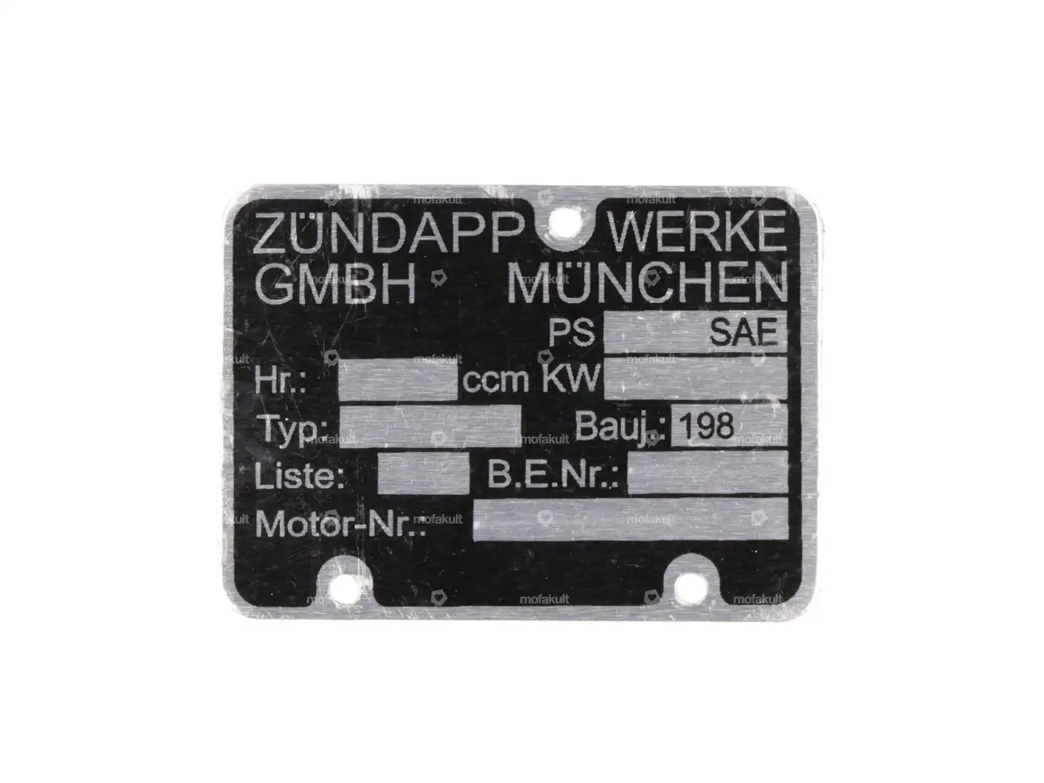 Engine plate 80s - years | Zündapp | mofakult