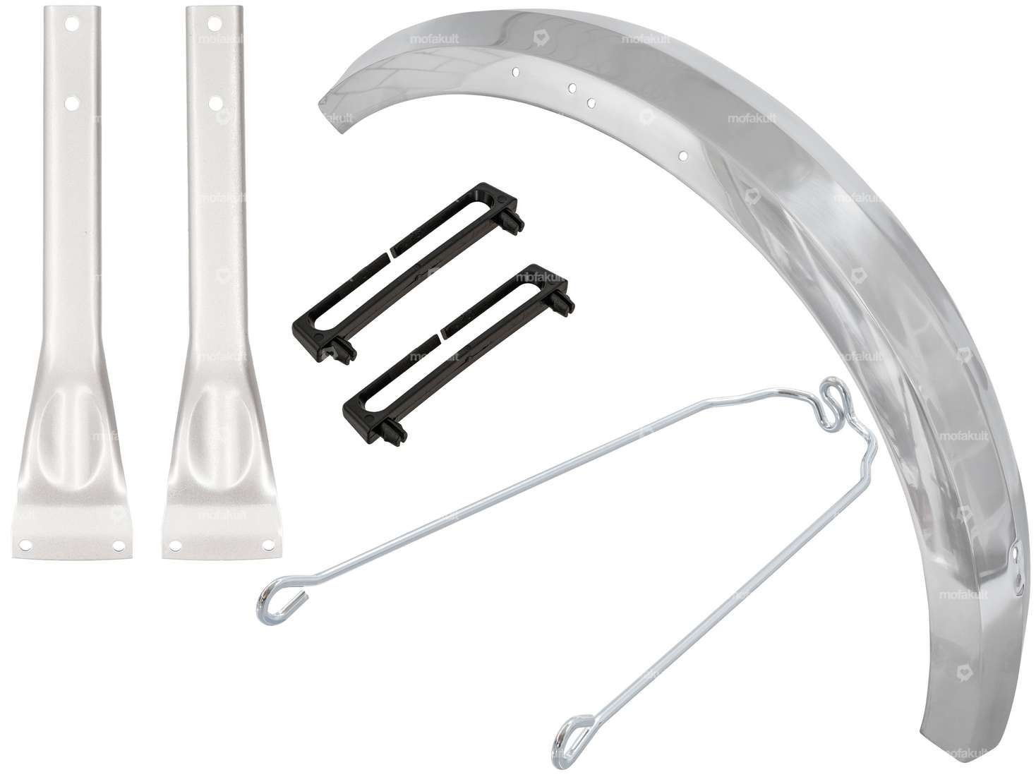 swiing® revival 17" front fender set angular silver / chrome | Puch Maxi S, N Carousel Image 1