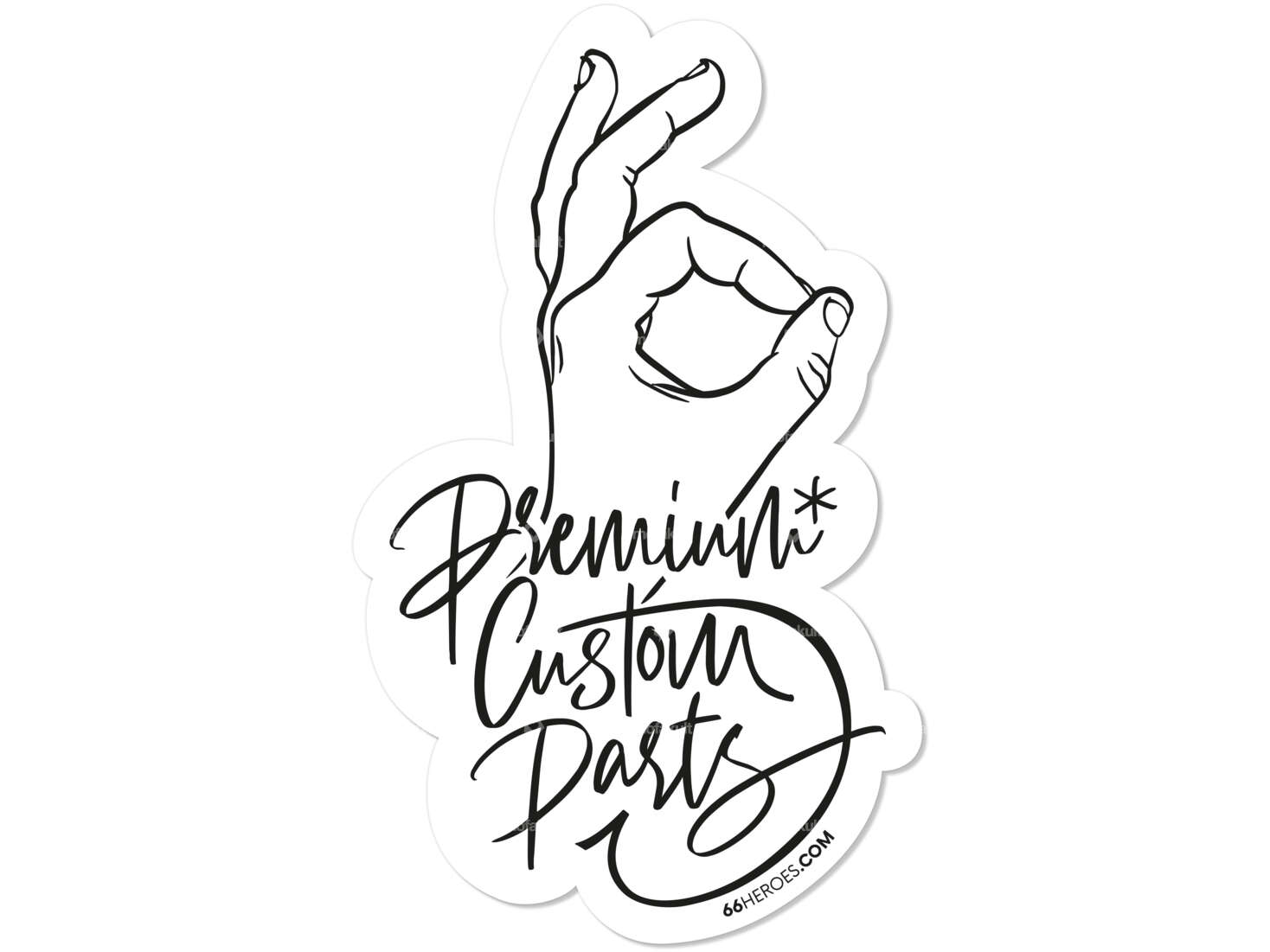 Aufkleber «66HEROES - Premium Custom Parts» 65 x 110 mm weiss Carousel Image 1