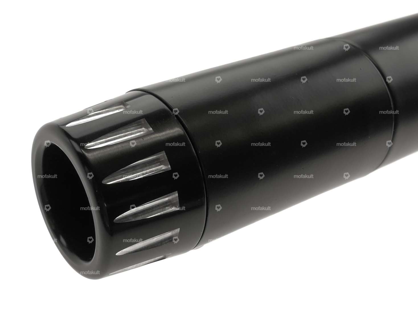 66HEROES Exhaust X-Pipe 28 mm chrome / black CNC end piece Carousel Image 4