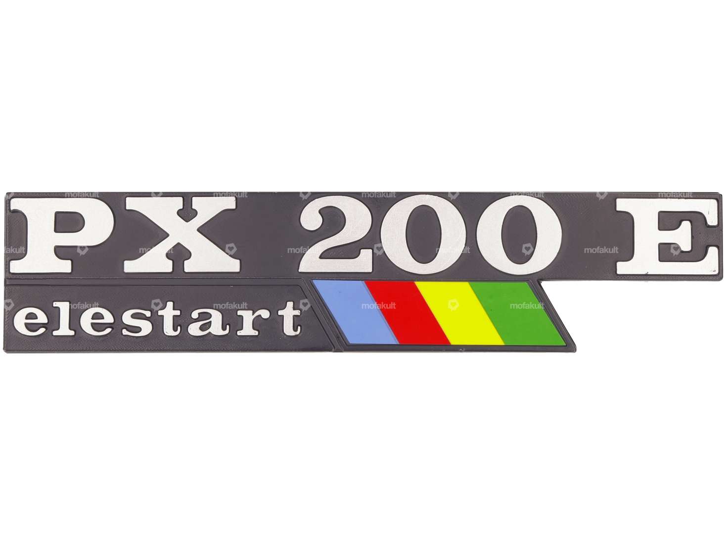RMS Emblem Seitenhaube links «PX 200 E Elestart» Aluminium | Vespa PX200 E Carousel Image 1