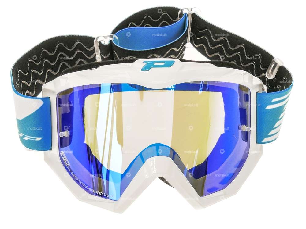 ProGrip goggles MX 3201 Raceline white blue mirrored Carousel Image 2