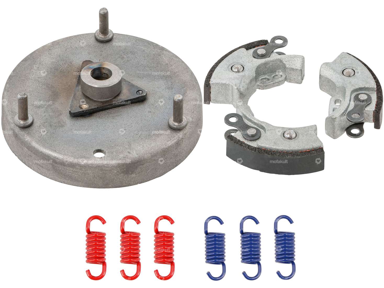 GPO Kupplungsbeläge Mono mit verstärkten Federn & Starterglocke | Piaggio Ciao, SI, Bravo, Boxer Carousel Image 1