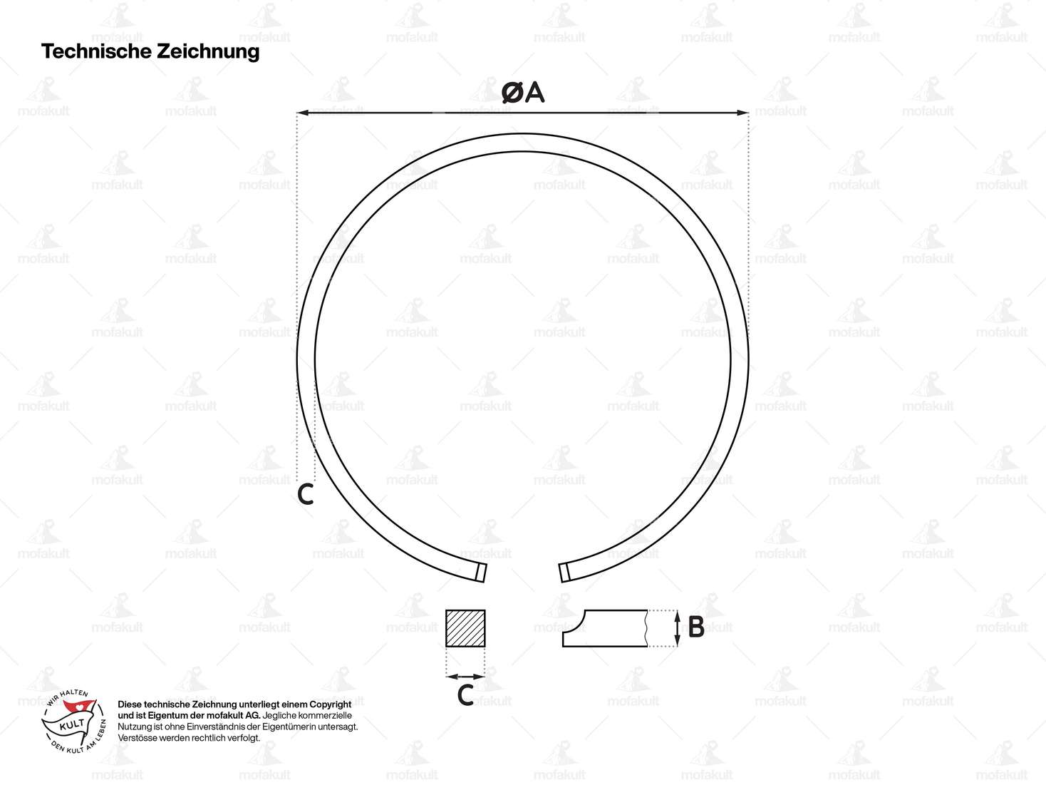 Meteor Kolbenring 52.5 x 2.5 mm (FS) | Vespa P125X, GT, GTR, Sprint, Super, TS Carousel Image 4