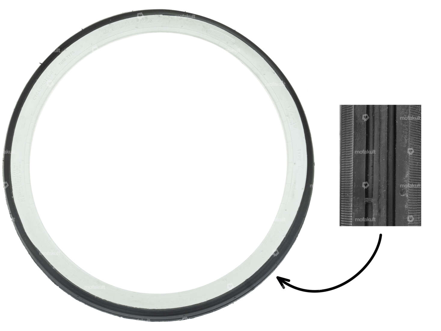 Fortune 1.75 x 19" Reifen F-750 2 P.R. Reibrolle Weisswand | Solex Carousel Image 1