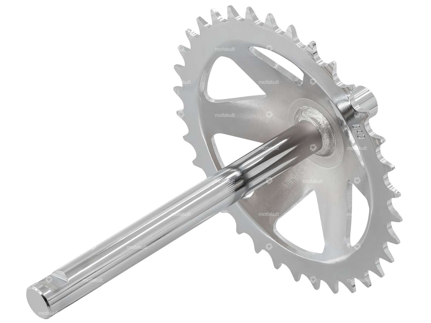 GPO pedal axle with rim 34 teeth chrome | Puch X30 Velux Carousel Image 2