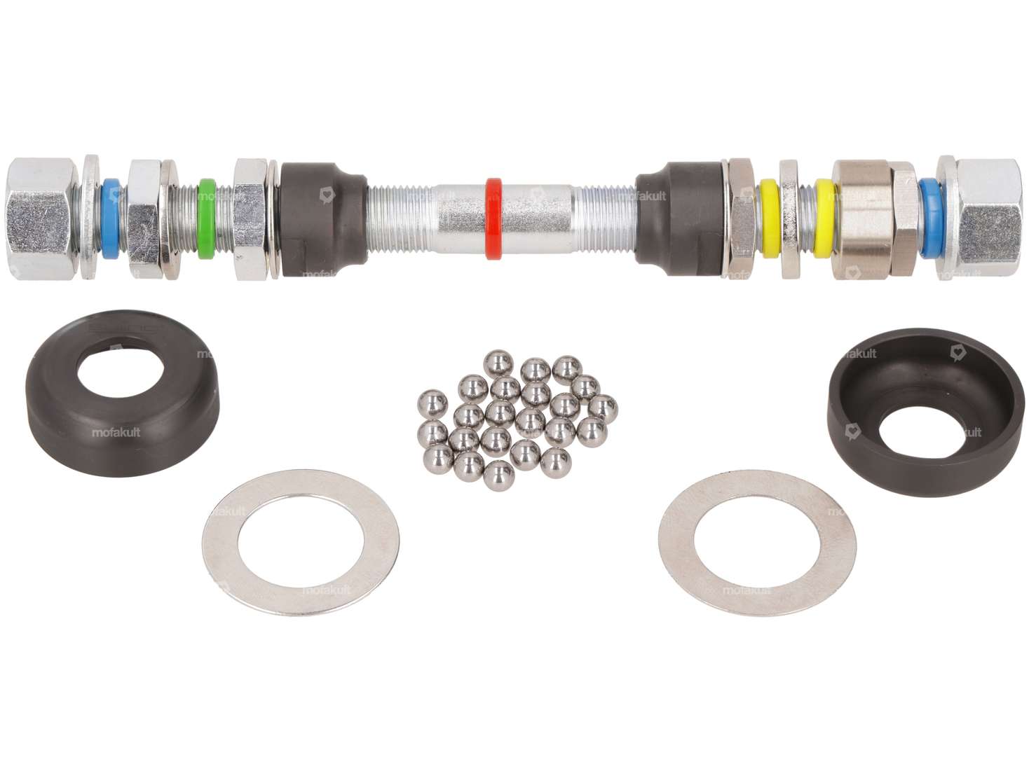 swiing® ingenious wheel axle set M11x1 x 154 front wheel spokes | Puch Maxi, X30 Sport, Velux Carousel Image 1