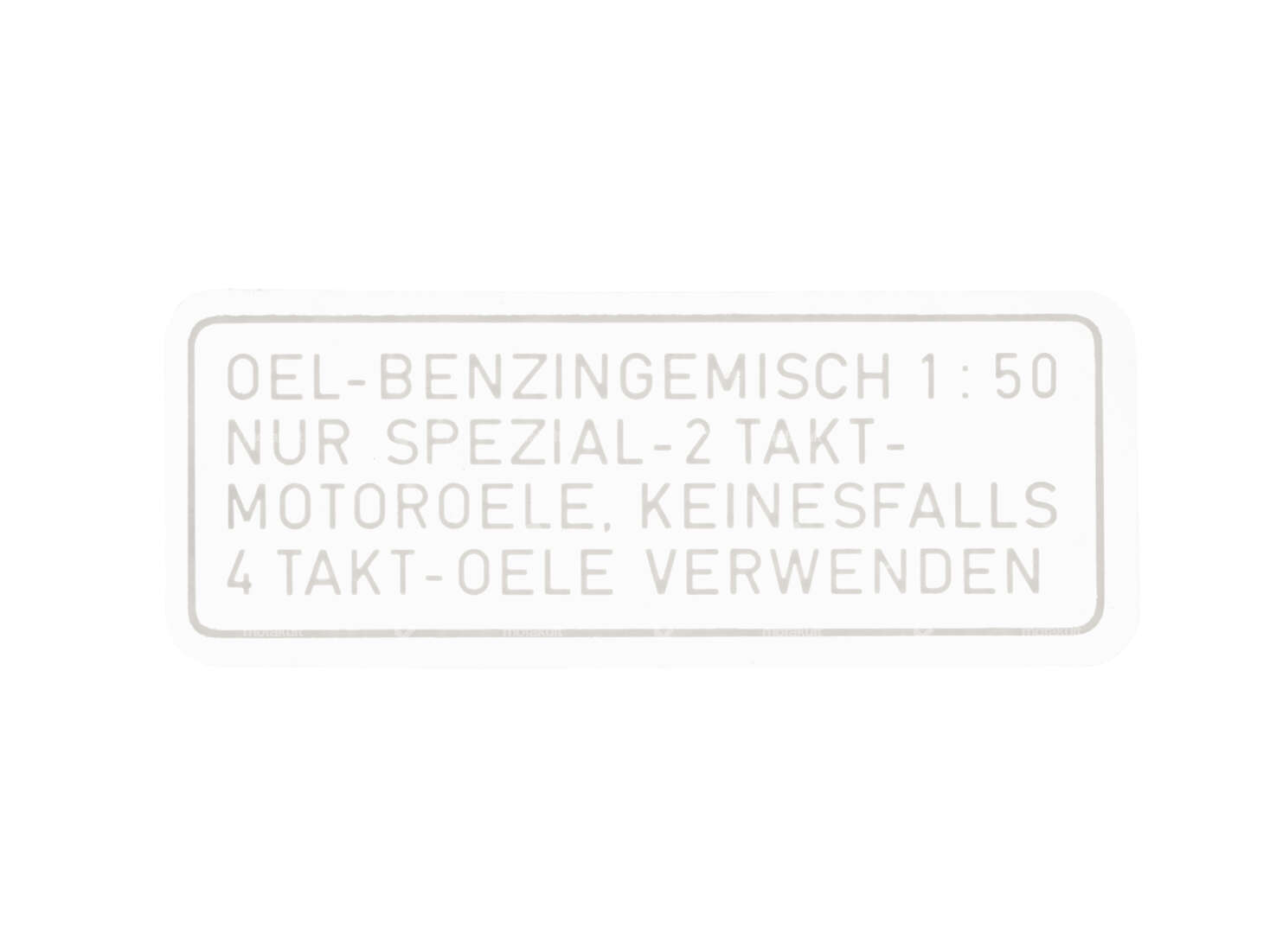 Petrol sticker 1:50 white (Puch) 4 lines NOS Carousel Image 1