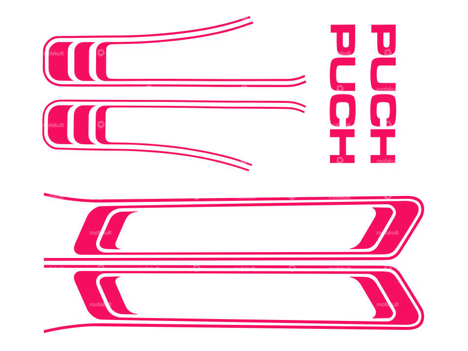 Klebersatz Tank & Rahmen pink (1A-Qualität) Folienplot | Puch Maxi S Carousel Image 1