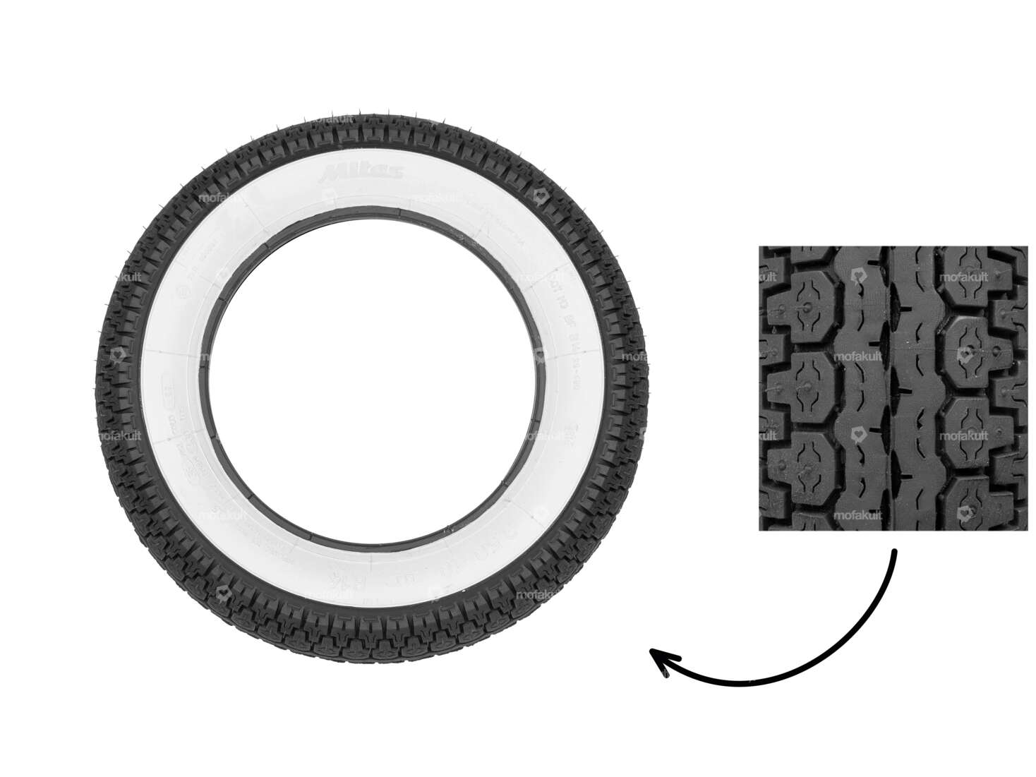 Mitas 3.50 x 10" Reifen B14 Allround Weisswand (Scooter) Carousel Image 1