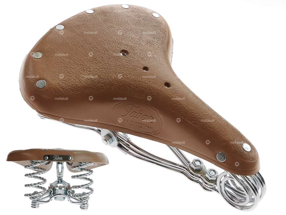 Tabor Sattel Leder Tonnenfeder gedreht hellbraun Carousel Image 1