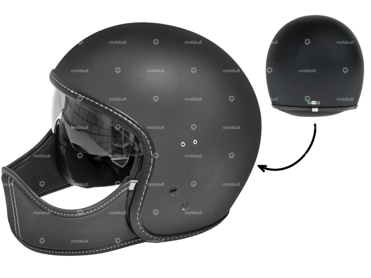 Jet helmet Crazy black matt (S / L) Carousel Image 1