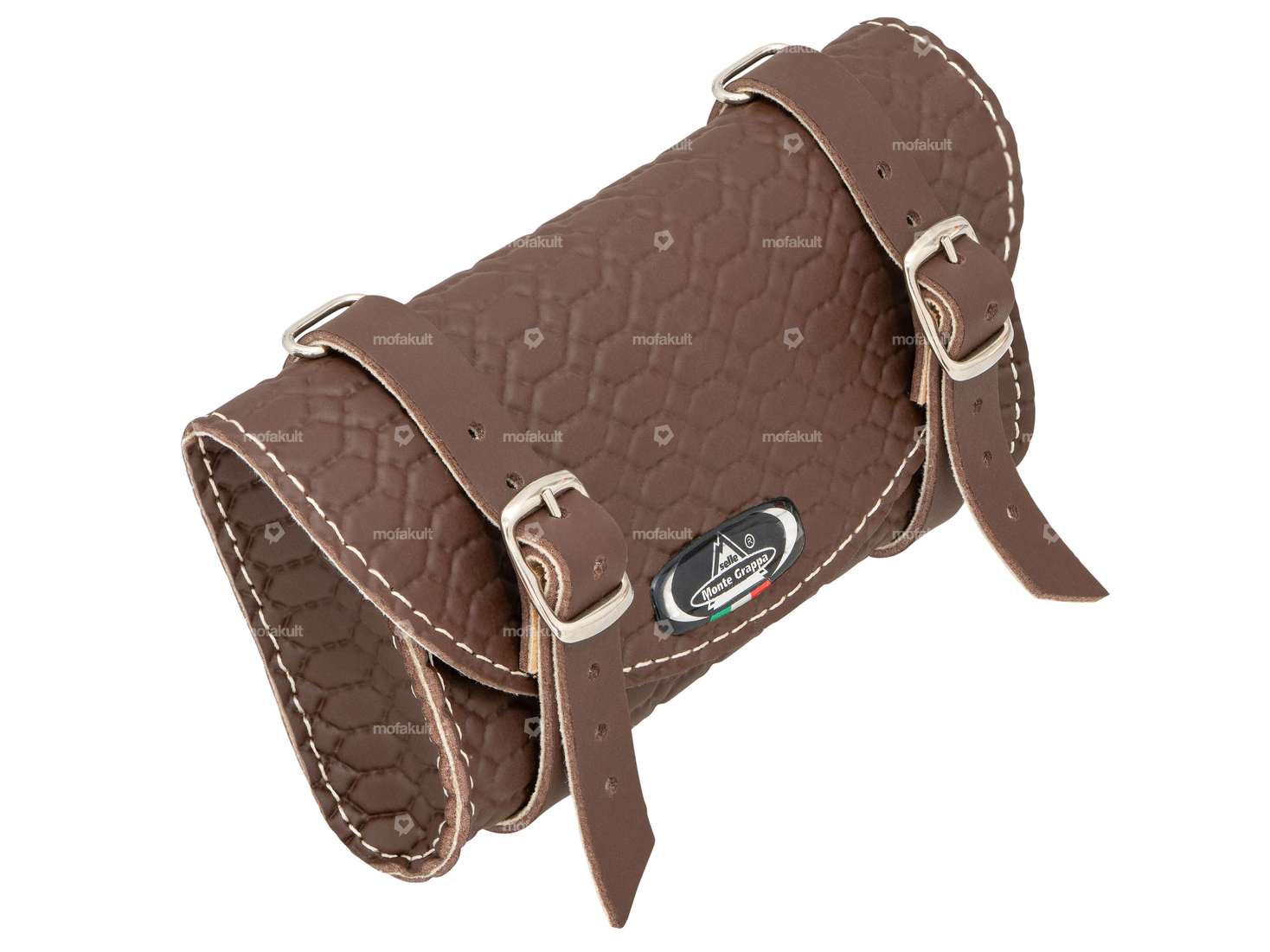 Saddle bag "Oldschool" dark brown (diamond pattern) Carousel Image 1