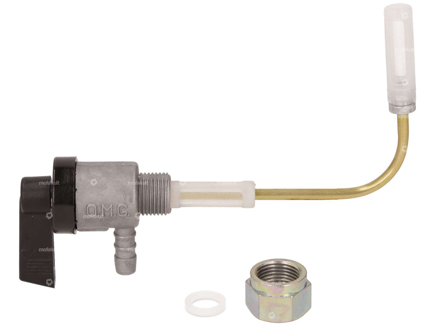 OMG fuel tap horizontal M12x1 (with union nut) outgoing at the bottom Carousel Image 1