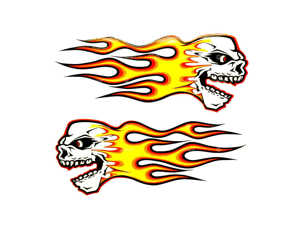 Totenkopf mit Flammen Kleberbogen Carousel Image 1