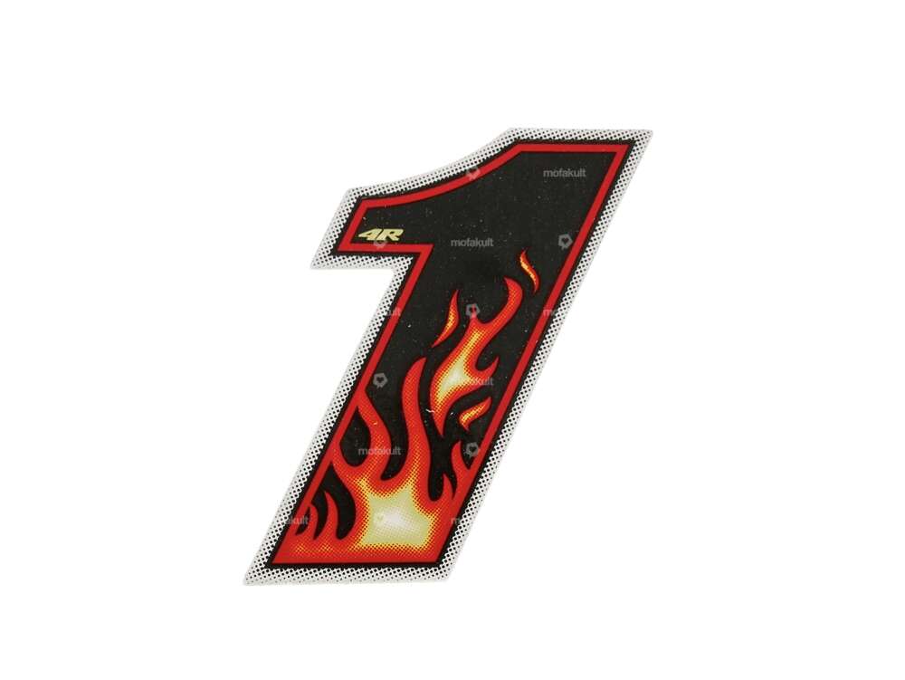 Sticker Number 1 Flame (height 65 mm) Carousel Image 1
