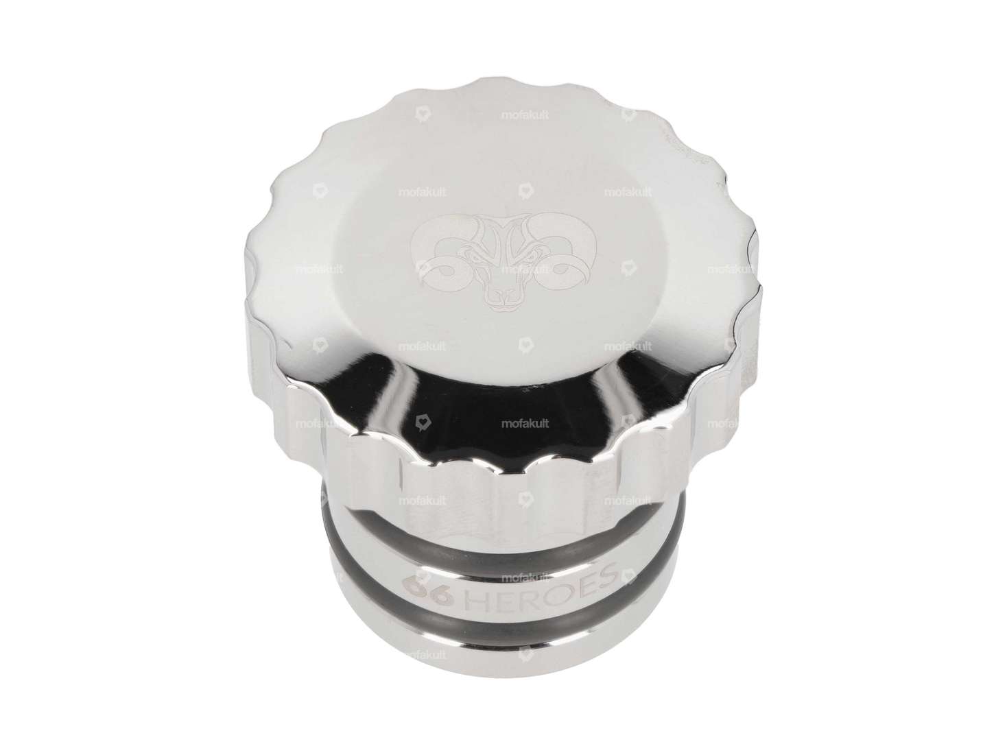 66HEROES Tankdeckel «66HEROES» gewellt Chrom | Piaggio Ciao, Bravo Carousel Image 1