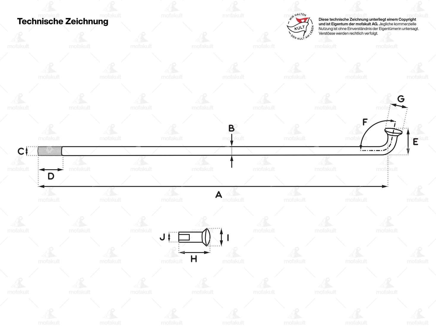 GPO 17" Speiche einzeln inkl. Nippel (2.9 x 188 mm) schwarz Carousel Image 2