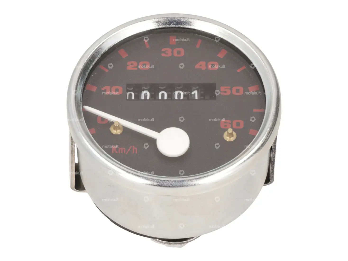 Transval speedometer 60 km/h Ø 60 mm (black / red dial) NOS | mofakult