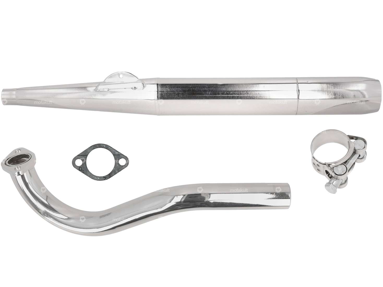 swiing® ingenious Auspuff Zigarre 28 / 70 mm Chrom | Puch Supermaxi LG1/LG2 Carousel Image 1