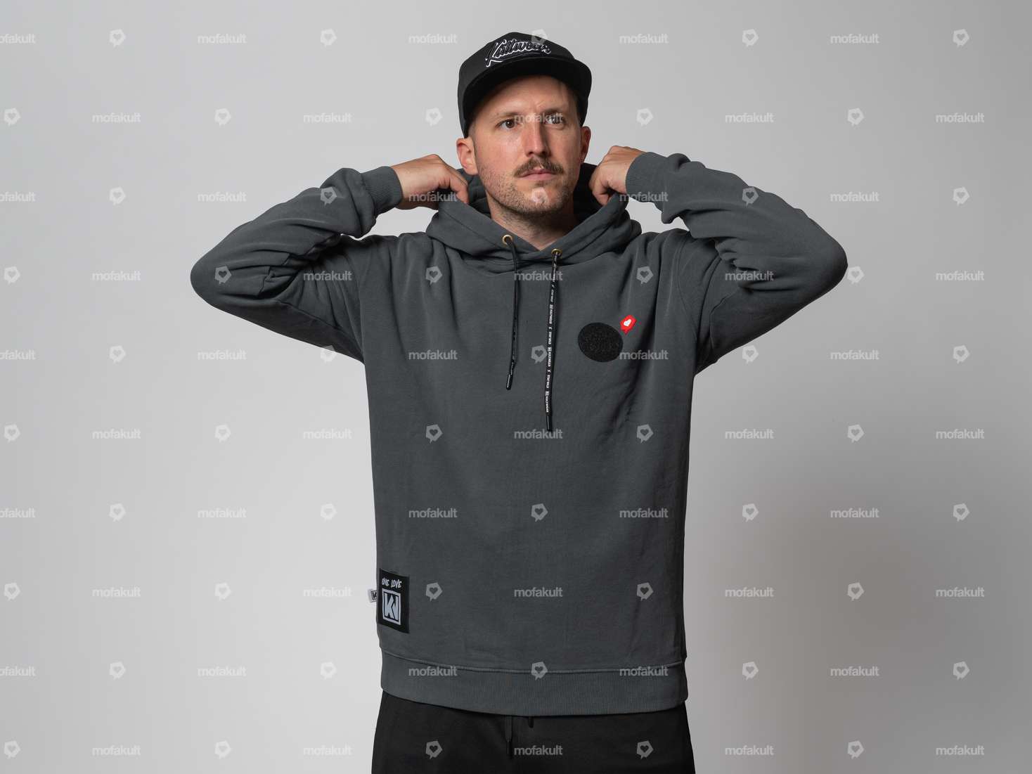 KULTWEAR Hoodie «Velcro» Stonewash grau Carousel Image 1