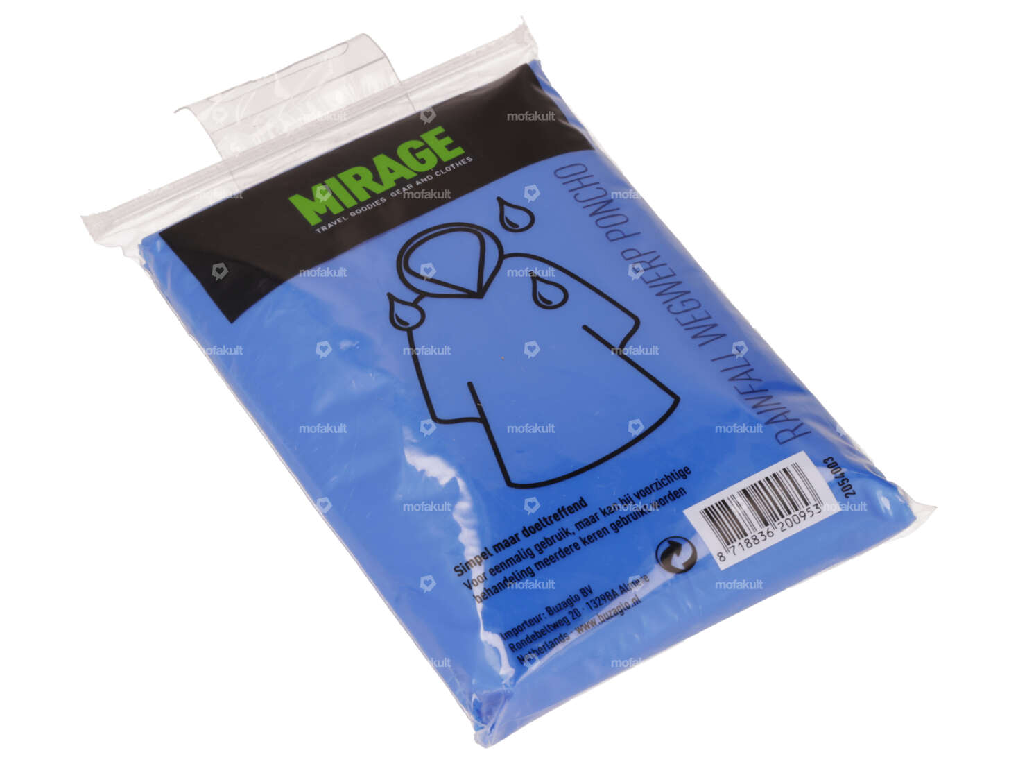 Regenüberzug mit Kapuze blau transparent Carousel Image 1