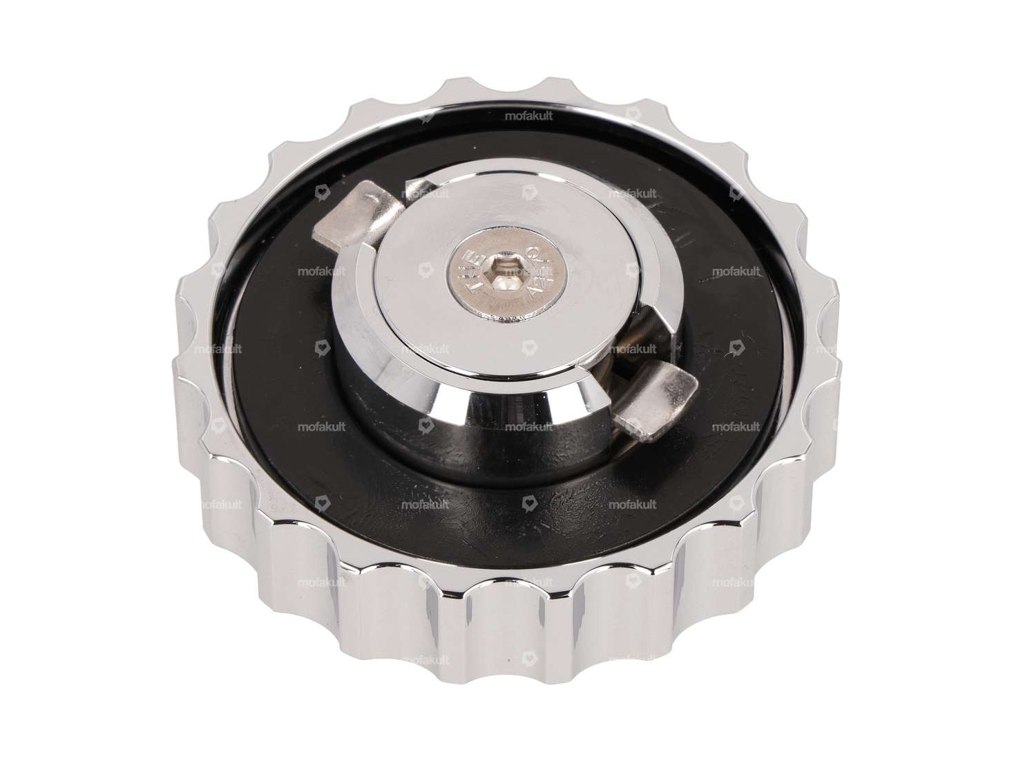 66HEROES fuel filler cap "66HEROES" bayonet 30 mm chrome Carousel Image 2