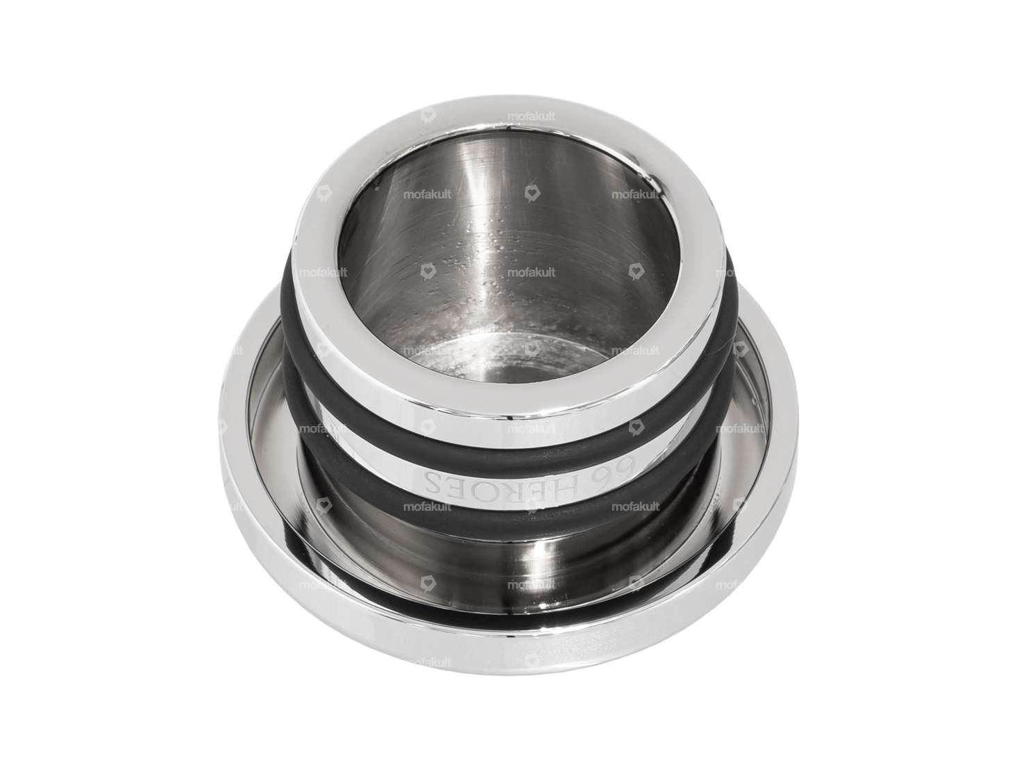 66HEROES Tankdeckel Alu «Piaggio» rund Chrom | Piaggio SI Carousel Image 2