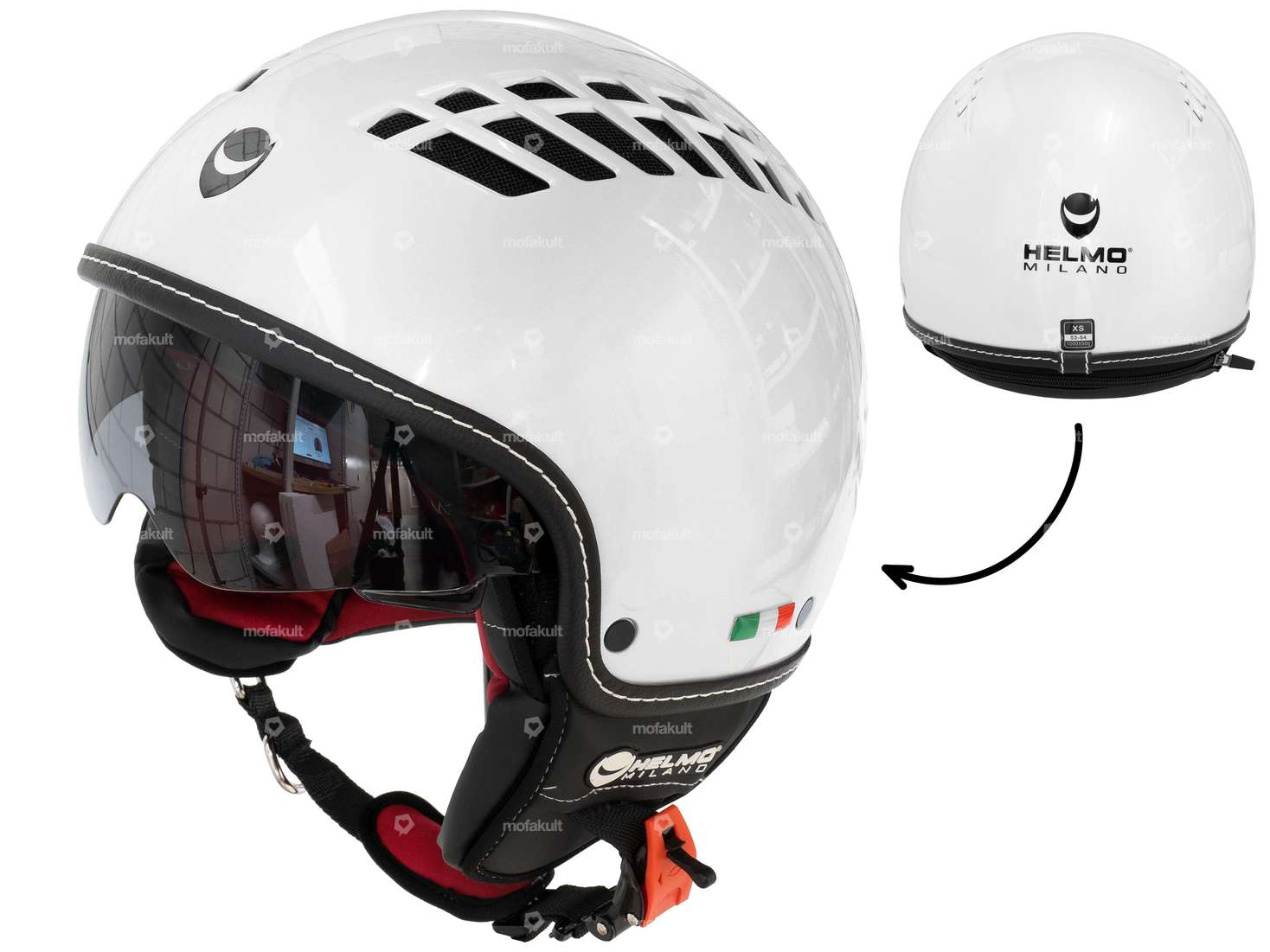 Helmo Milano jet helmet Air with visor white (XS) Carousel Image 1