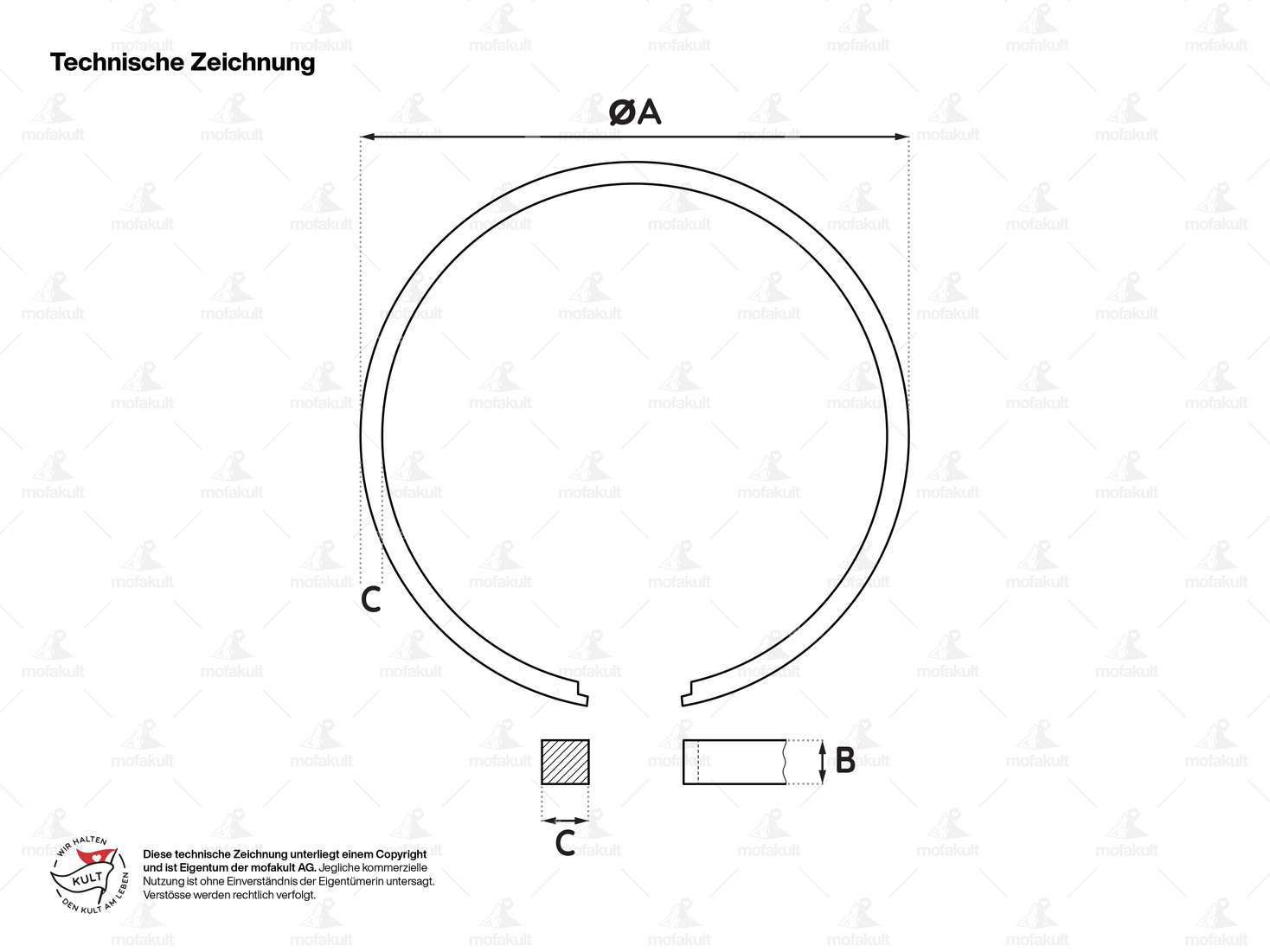 Meteor Kolbenringe 42 mm (Paar) | Puch X30 Velux, NG-2AH Carousel Image 3