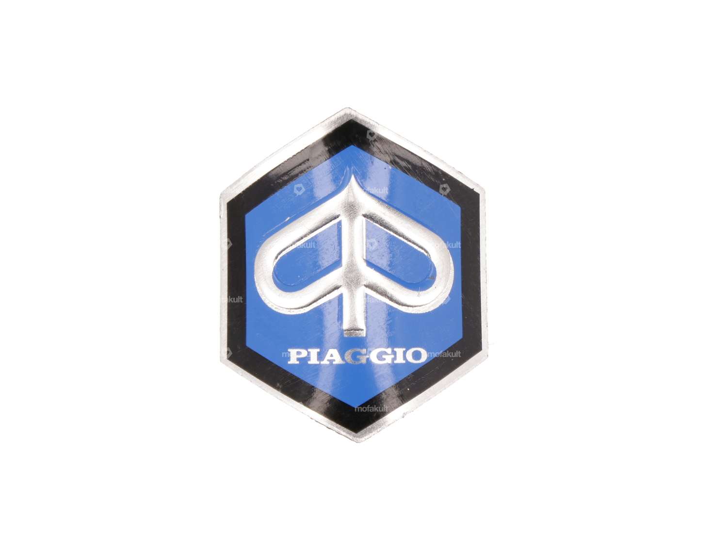 Emblem «Piaggio» Ø 30 mm Lenkkopf gebogen NOS | Piaggio Ciao, Bravo, Boxer Carousel Image 1