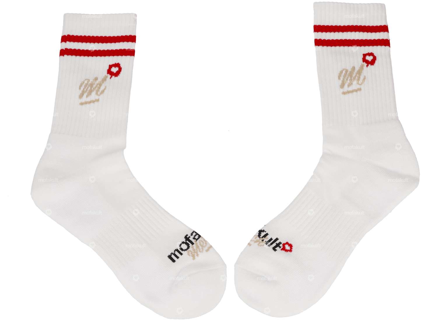 mk-Merch sports socks "Crew" white / red Carousel Image 1