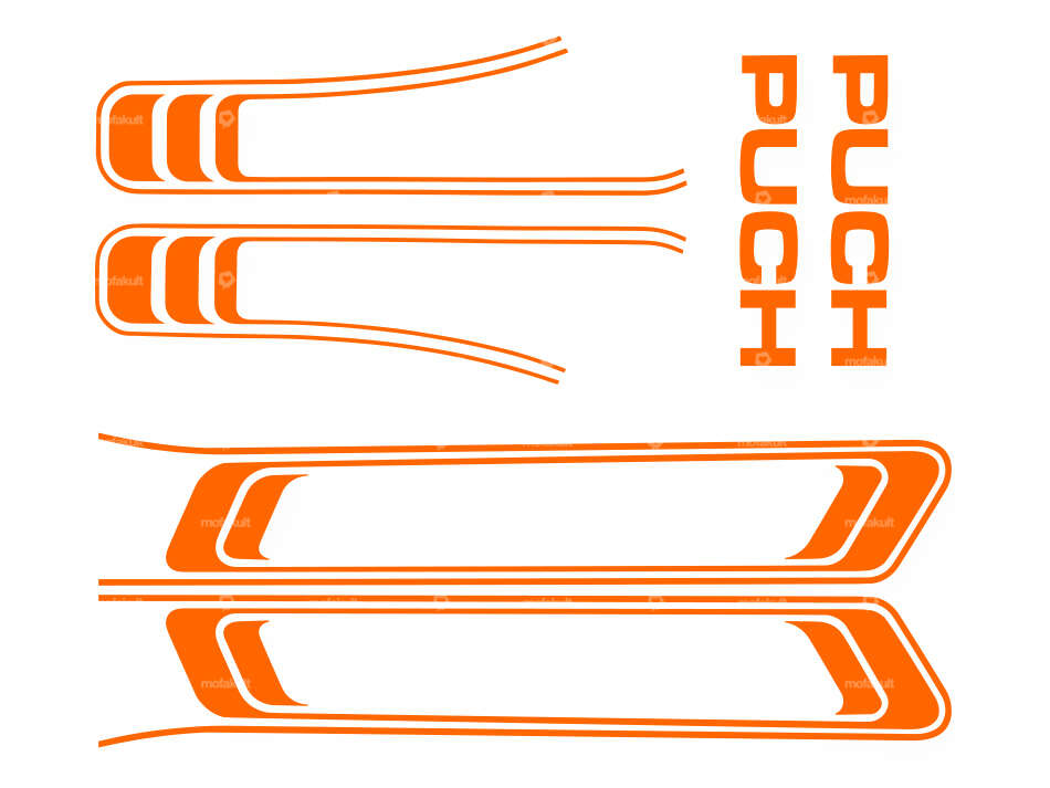 Klebersatz Tank & Rahmen orange (1A-Qualität) Folienplot | Puch Maxi S Carousel Image 1