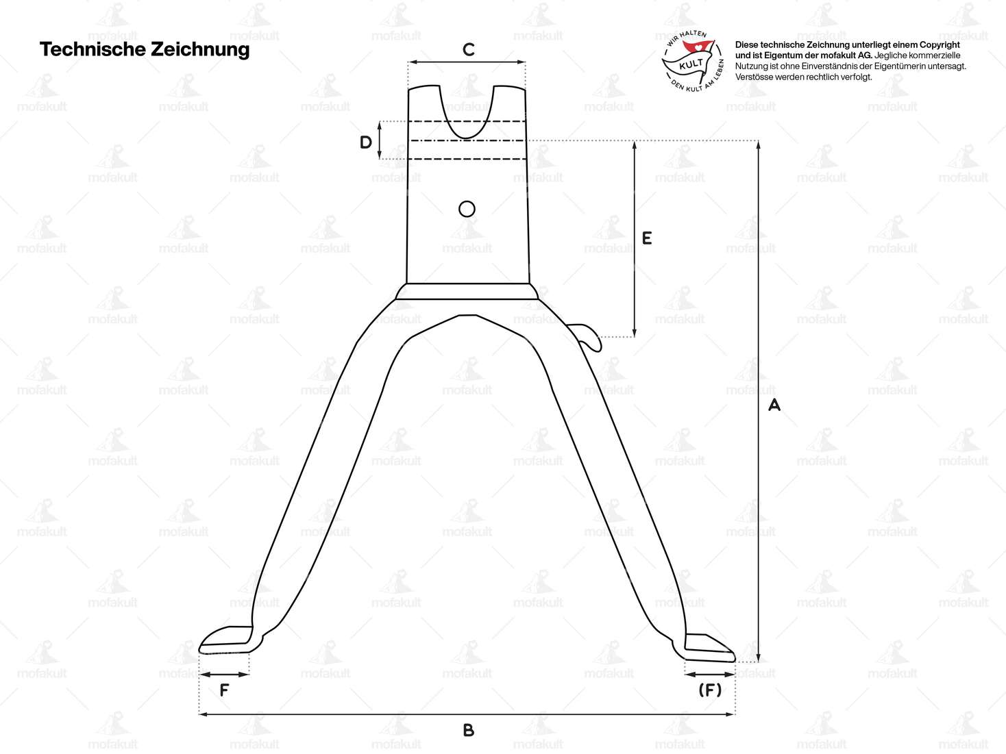 Buzzetti Hauptständer 24 cm schwarz (1A-Qualität) | Tomos A3, A35 Carousel Image 3