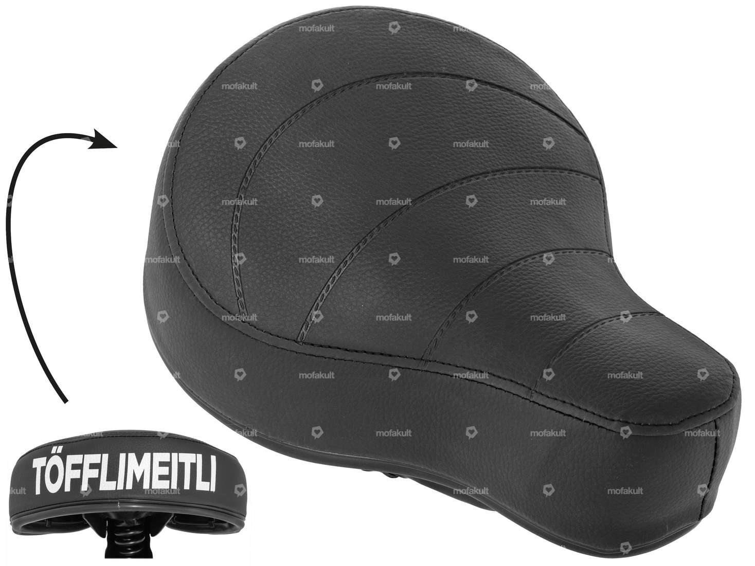 Saddle low black "Töfflimeitli" lettering Carousel Image 1