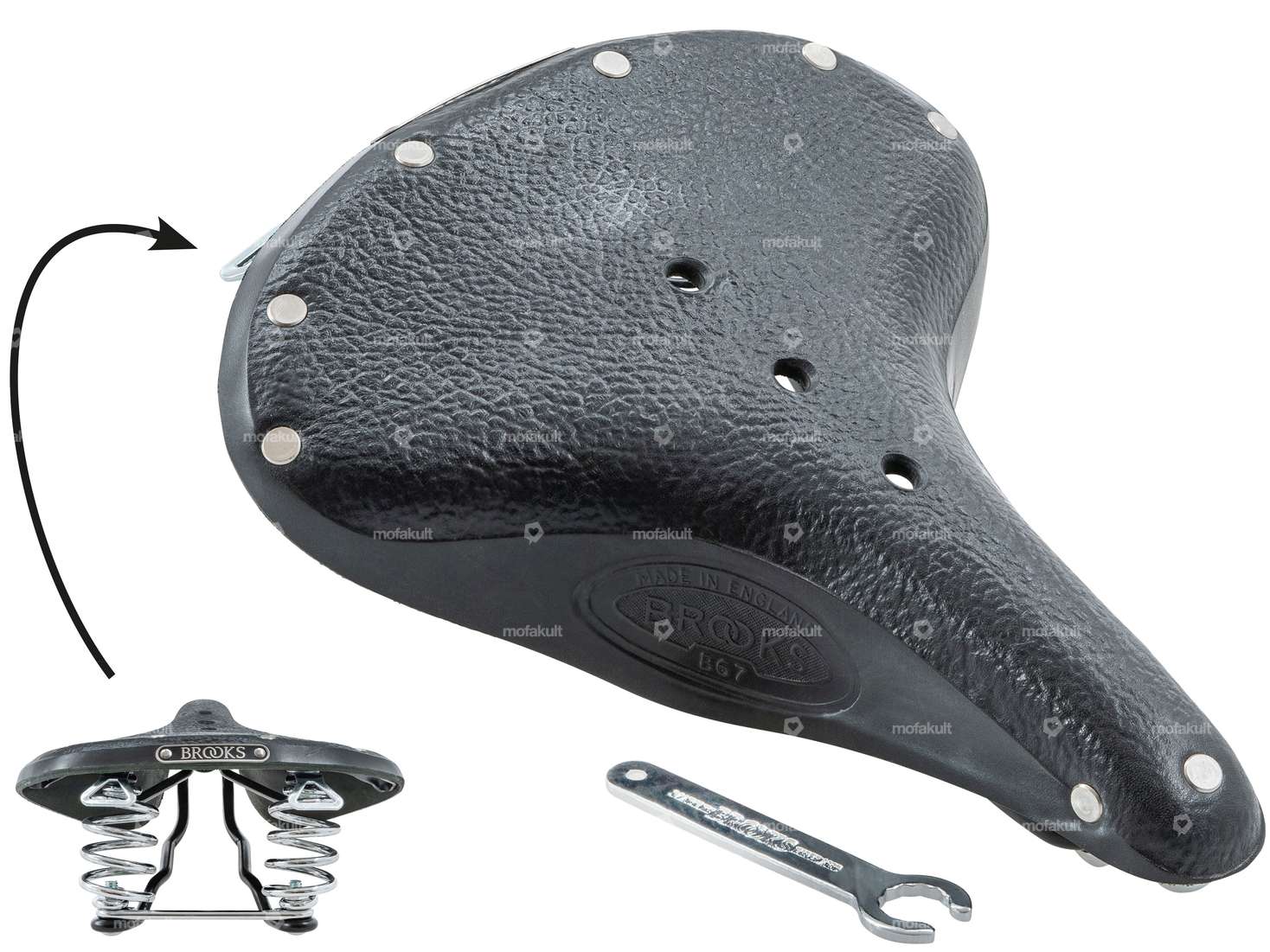 BROOKS Sattel B67 Leder Tonnenfedern schwarz Carousel Image 1