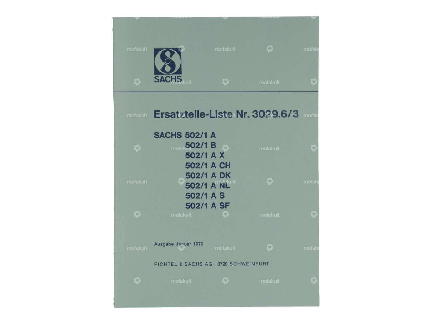 Ersatzteile-Liste Nr. 3029.6/3 | Sachs 502/1 A, B Carousel Image 1