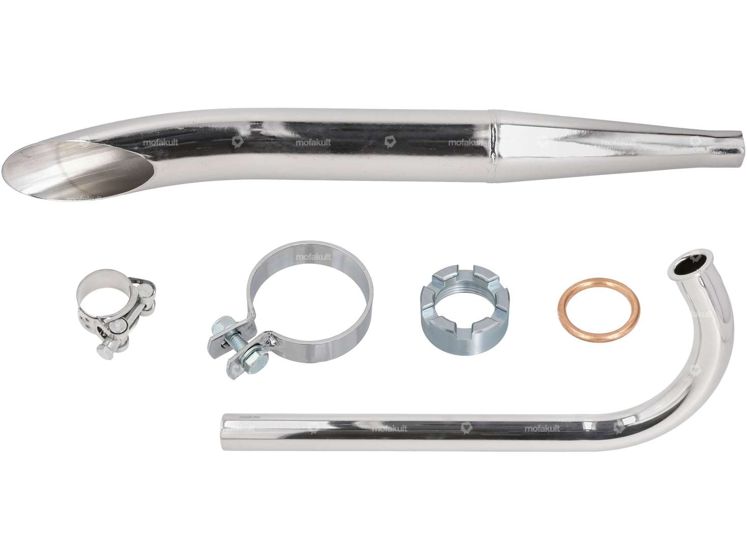 Exhaust set Sidepipe Ø 28 / 60 mm black / chrome | Sachs 50/2 Carousel Image 1