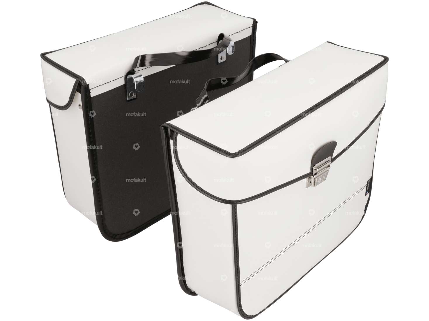 Gepäcktaschen weiss eckig Lederoptik Carousel Image 1