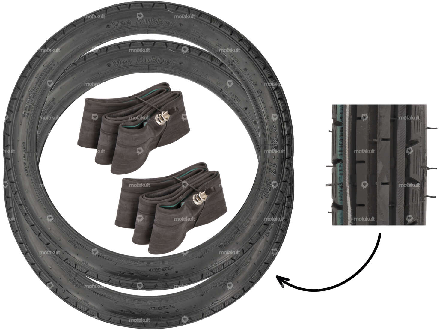 VeeRubber Reifen-Set 2.25 x 17" VRM011 (V011) Längsrillen Carousel Image 1