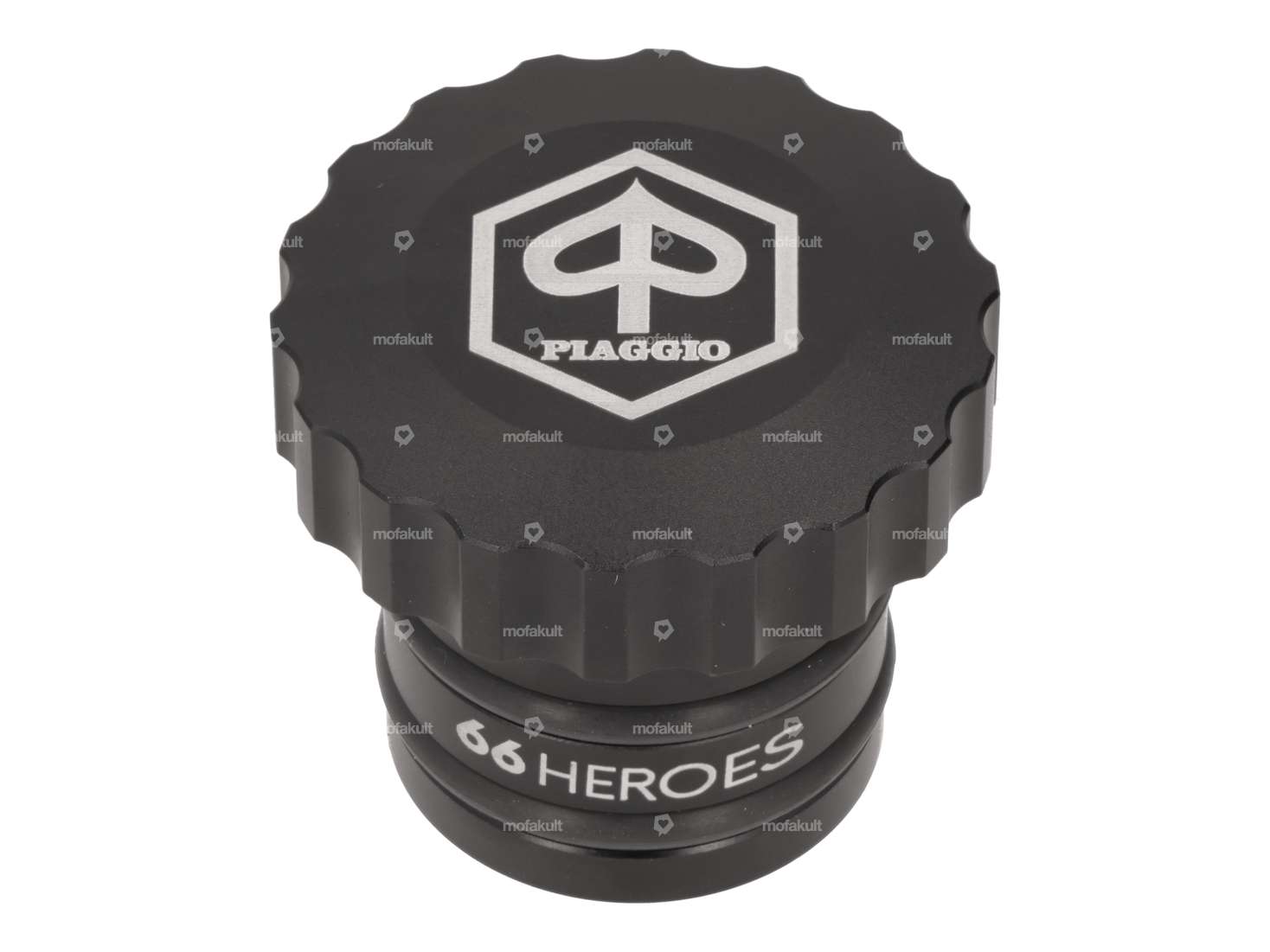 66HEROES Tankdeckel «Piaggio» gewellt schwarz | Piaggio Ciao, Bravo Carousel Image 1